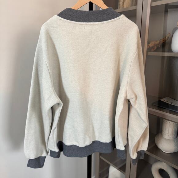 PARKE Inside Out Mockneck NEW Two Tone Gray Fleece Sweatshirt Pullover Large XL - Picture 3 of 7